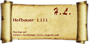 Hofbauer Lili névjegykártya